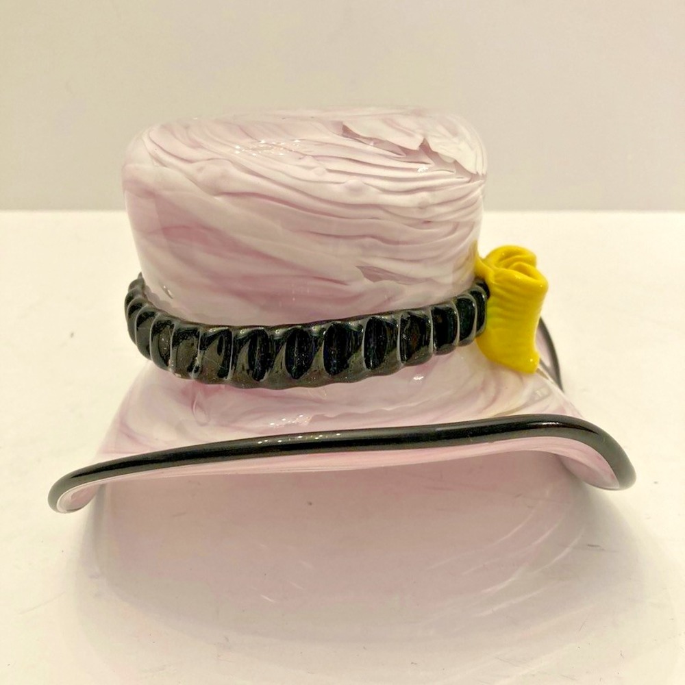Block Crystal Mouth Blown Pink Glass Hat Bowl Hand Cut Hand Polished Lead free - Picture 9 of 14